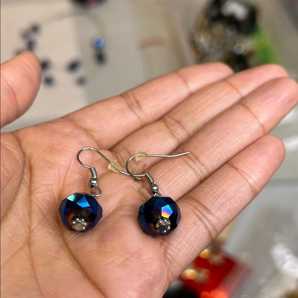 Vintage Charles Klein Blue Beaded Necklace and Earring Set